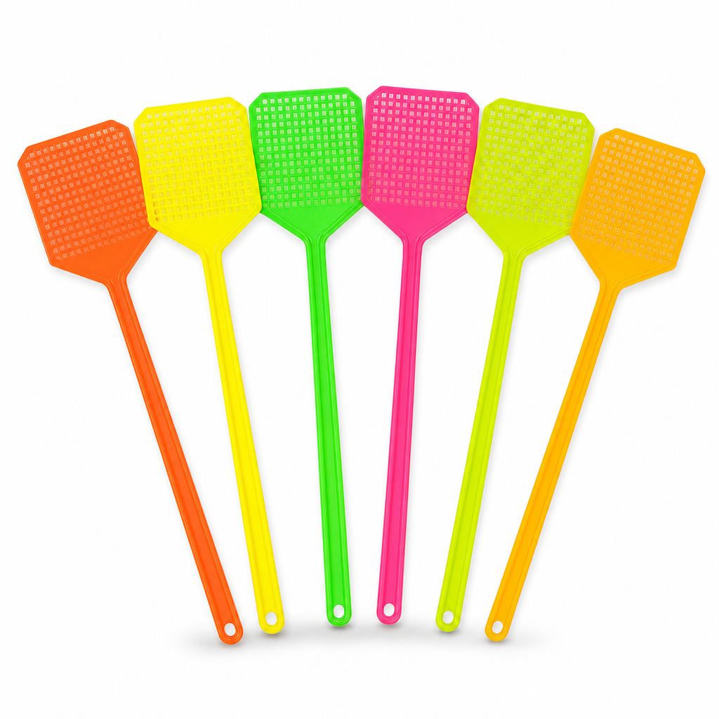 240 Pieces Assorted Colour Plastic Fly Swatters with Long Handles, 6 Pieces