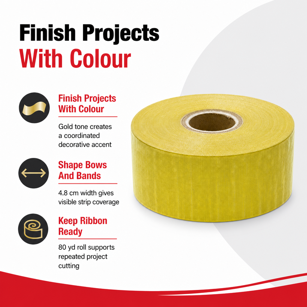 96 Pieces Gold Plastic Ribbon Roll, 4.8 cm x 80 yd, Decorative Wrapping Ribbon for Crafts and Celebrations