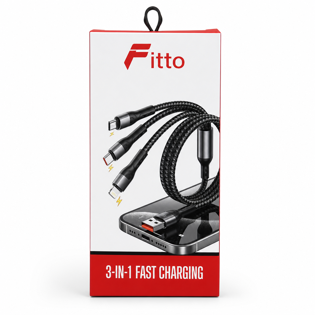 120 Pieces 3-in-1 Charging Cable, 1.2m Multi-Connector Cable for Lightning, Micro USB and Type-C Devices