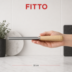 144 Pieces Stainless Steel Kitchen Utensil with Wooden Handle, 32 cm