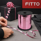 120 Pieces Dark Pink Metallic Ribbon Roll, 5 mm x 250 yd, Decorative Craft Ribbon for Wrapping, Party Details and DIY Projects