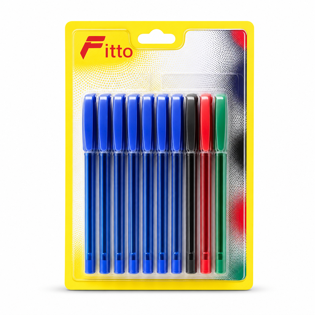 120 Pieces Ball Pens, Blue Red and Green Assorted Ink Colours, 10-Pack