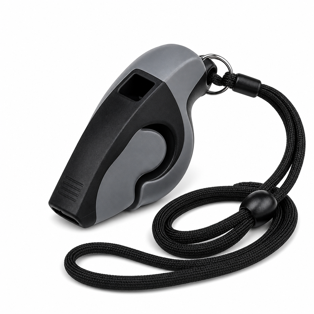 96 Pieces Sports Whistles Pealess with Lanyard, Black and Grey, 1 Piece