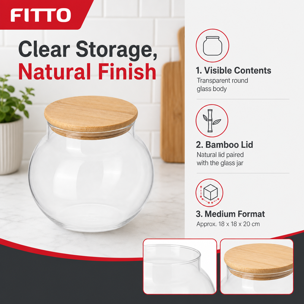 96 Pieces Round Clear Glass Storage Jar with Bamboo Lid, Medium