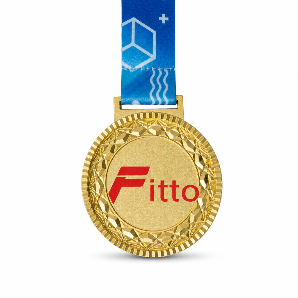 144 Pieces Award Medal with Blue Ribbon, Gold Silver or Bronze Finish, 1 Piece