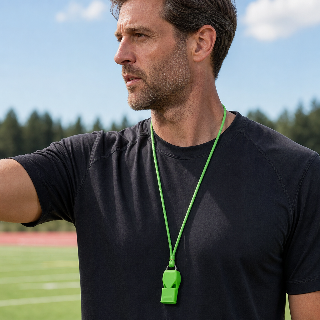 120 Pieces Sports Whistles with Lanyard, Green Hand Signal Whistle for Training and Outdoor Activities