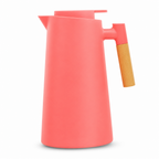 72 Pieces Plastic Vacuum Flask with Glass Refill, 1 Litre, Coral with Wood-Effect Handle