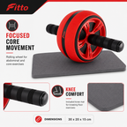 96 Pieces Abdominal Exercise Wheel with Knee Mat, Red and Black Core Training Roller for Home Workouts