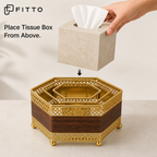 96 Pieces Decorative Hexagonal Tissue Box Holder, Gold and Brown, 1 Piece