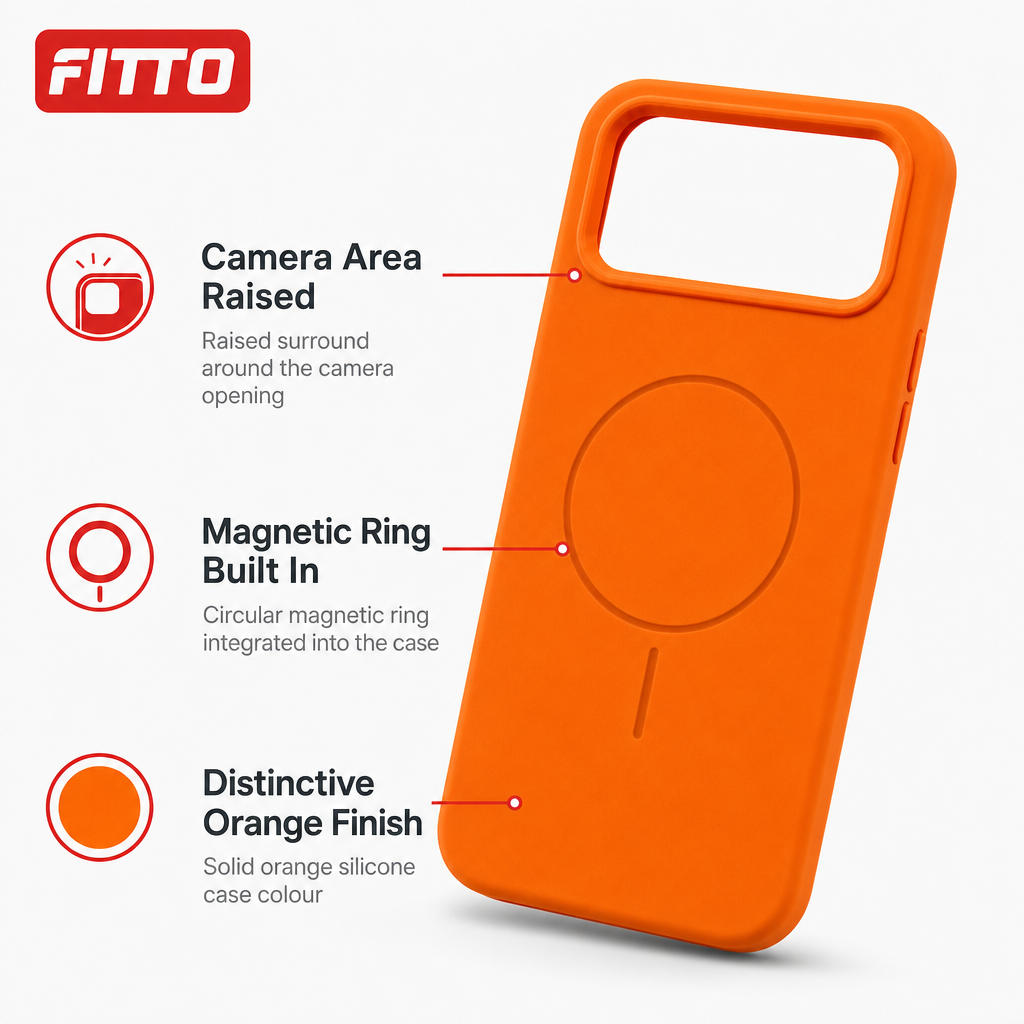 120 Pieces Silicone Magnetic Phone Cases with Raised Camera Protection, Orange