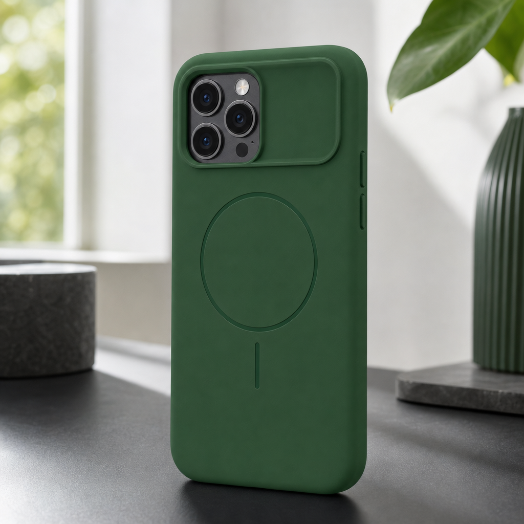 120 Pieces Silicone Magnetic Phone Cases with Raised Camera Protection, Green