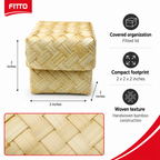 120 Pieces Handwoven Bamboo Square Storage Box with Lid, 2 x 2 Inch