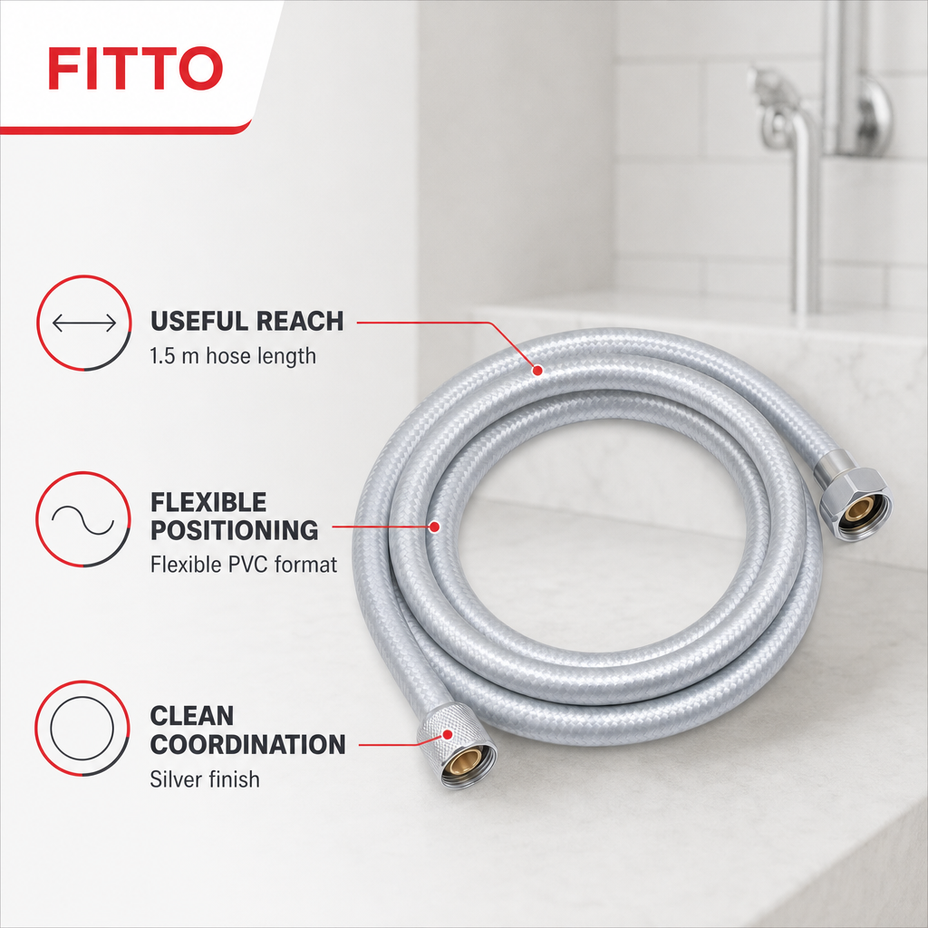 96 Pieces Flexible PVC Shower Hose, 1.5 m, Silver, 1 Piece
