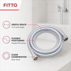96 Pieces Flexible PVC Shower Hose, 1.5 m, Silver, 1 Piece