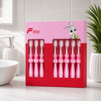 120 Pieces Rabbit Design Toothbrush Set, 12 Pieces, Pink