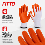 96 Pieces Rubber-Coated Work Gloveses, 24 cm, Orange and White, 1 Pair