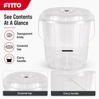 96 Pieces Transparent Plastic Bucket with Lid and Carry Handle, 9 Litre