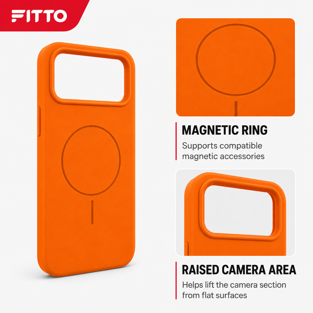 120 Pieces Silicone Magnetic Phone Cases with Raised Camera Protection for 15 Pro, Orange