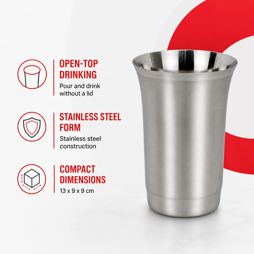 96 Pieces Stainless Steel Drinking Tumbler, Silver, 13 x 9 x 9 cm, Single Piece
