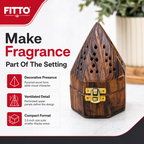 96 Pieces Wooden Pyramid Incense Burner Box with Latch and Ventilation Holes, Brown, 3.5 Inch