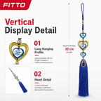 144 Pieces Blue and Gold Hanging Tassel Ornament with Heart Detail, Decorative Home Accent, 1 Piece, 30 cm