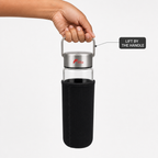 96 Pieces Glass Water Bottle with Black Sleeve, Metal Cover and Carry Handle
