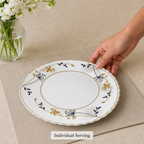 96 Pieces Opal Soup Plate, 8.5 Inch, White With Gold and Black Floral Pattern