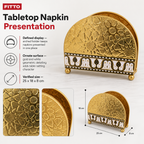 96 Pieces Decorative Metal Napkin Holders, Gold and White Patterned Table Setting Organizer, 1 Piece