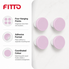 144 Pieces Adhesive Hooks, Pink Round Wall Hooks, 4 Pieces