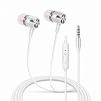 240 Pieces Wired Earphoneses with Microphone, In-Ear Design, White and Silver