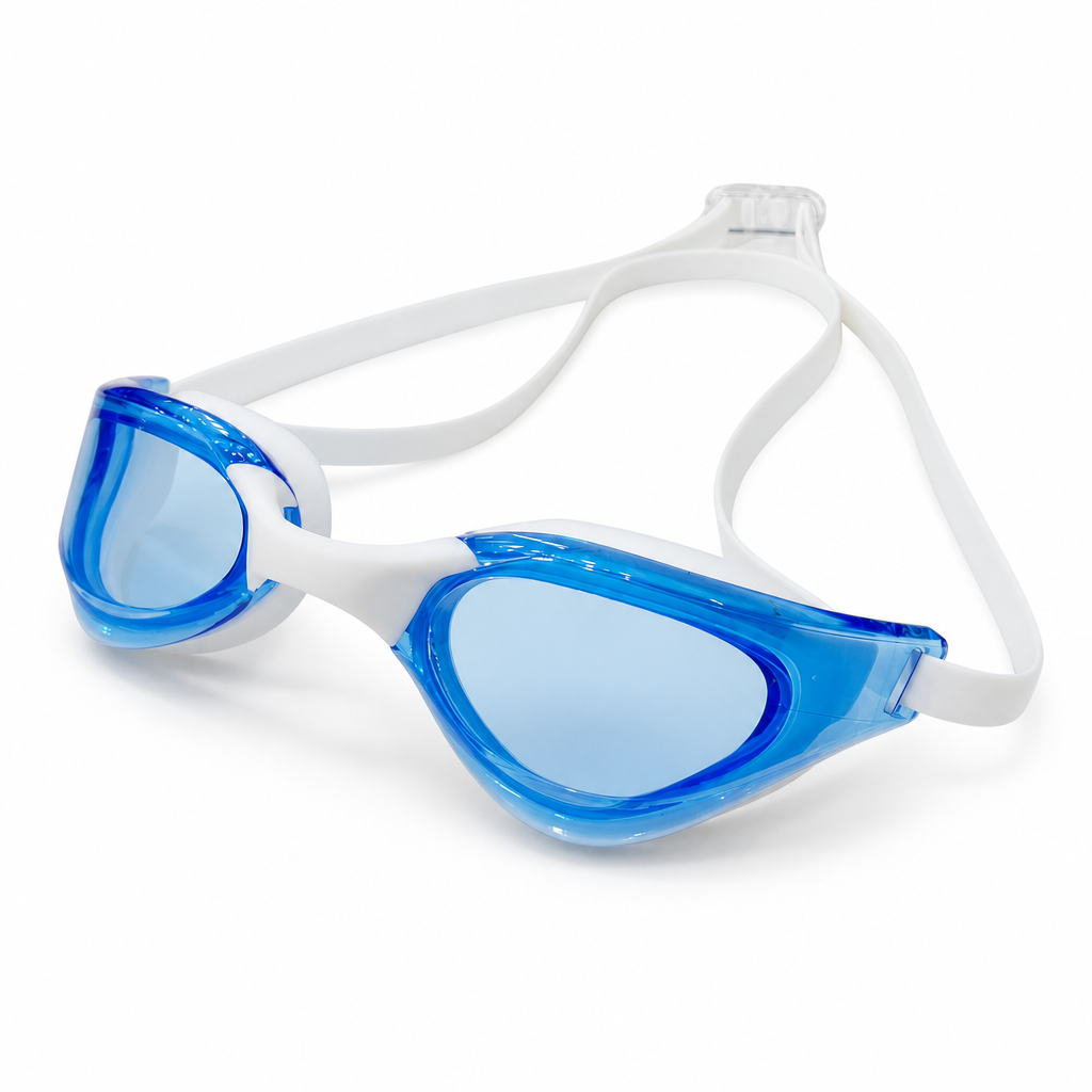 96 Pieces Swimming Goggles for Training, Blue Frame with White Strap, Single Pair