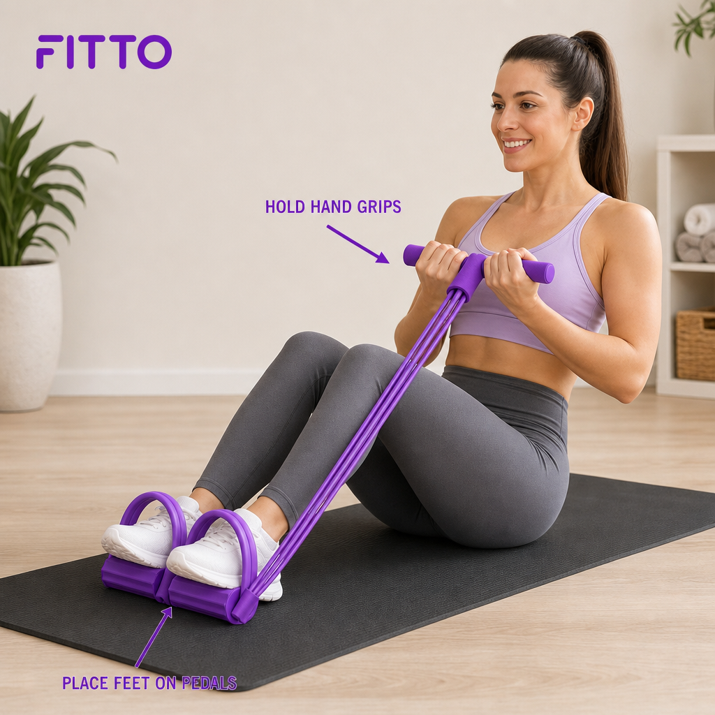 120 Pieces Pull Reducer Resistance Exerciser with Handles and Foot Pedals, Home Workout Training Equipment