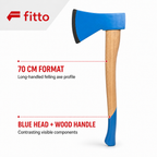 72 Pieces Felling Axe with Wooden Handle, 70 cm, Blue/Natural Wood, 1 Piece