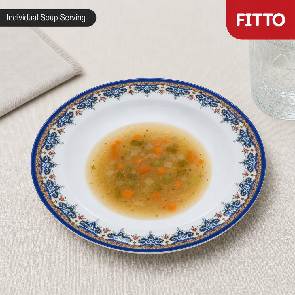 144 Pieces Melamine Soup Plate, 7 Inch, White With Floral Rim