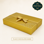96 Pieces Gold Rectangular Chocolate Presentation Box with Ribbon, 26.5 × 16.5 × 4.8 cm, 1 Piece