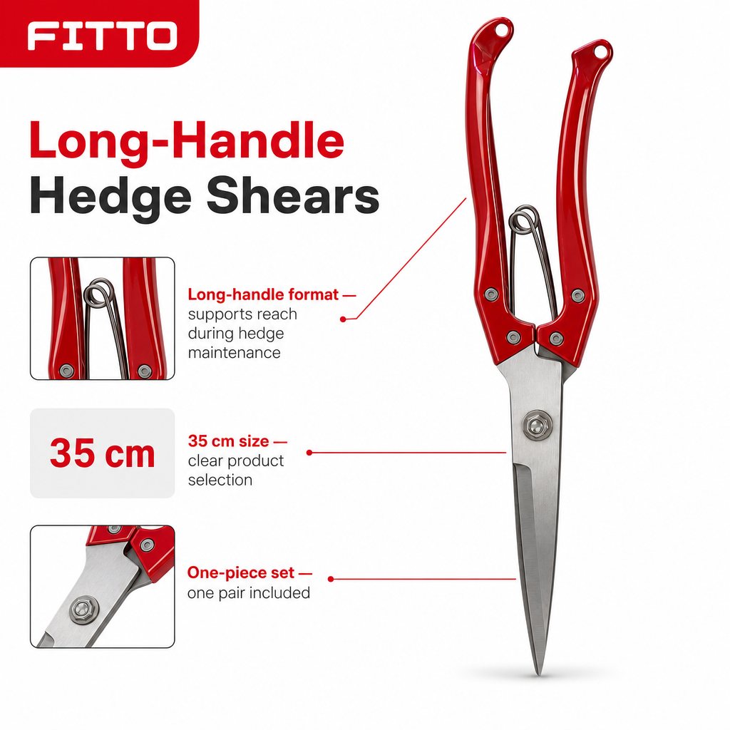 96 Pieces Long-Handle Hedge Shears, 35 cm, Red, 1 Piece