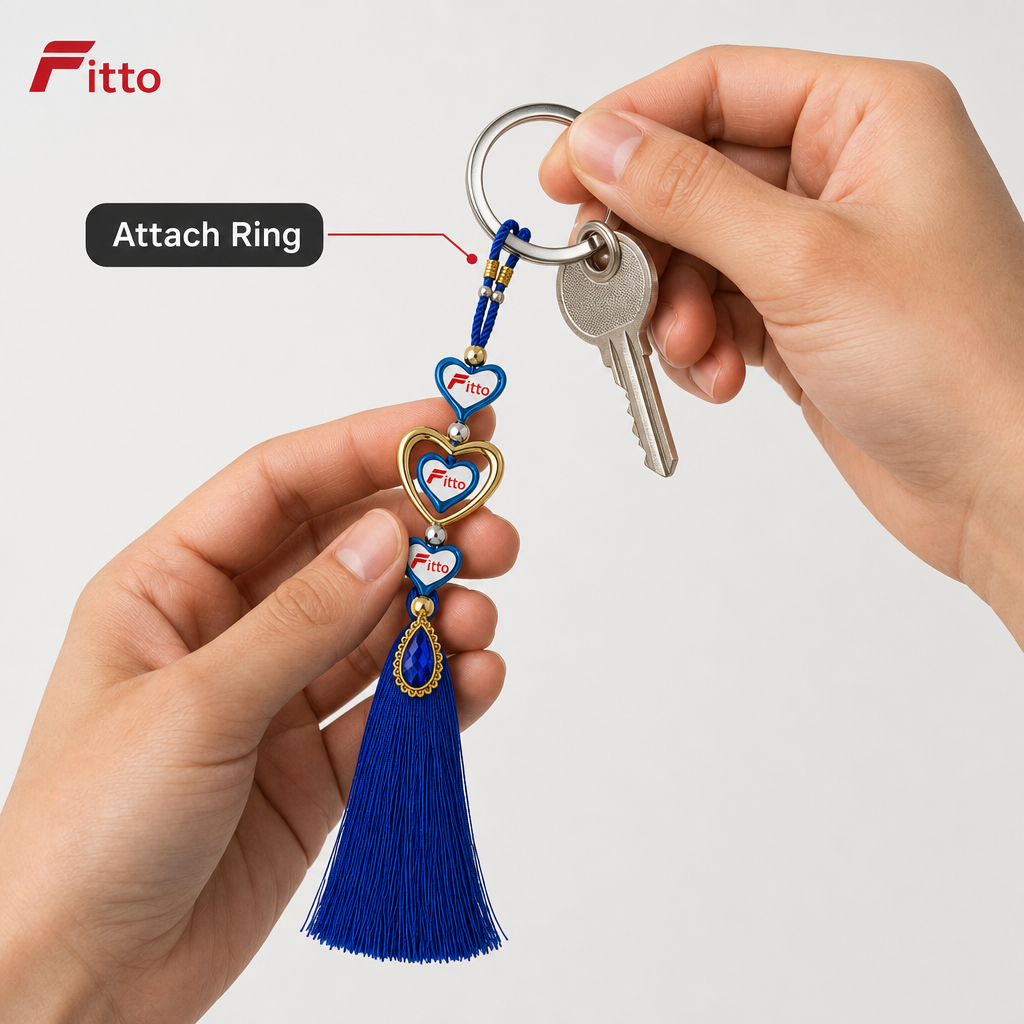 144 Pieces Decorative Heart Charm Keychains with Blue Tassel, 20 x 8 x 3 cm