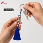 144 Pieces Decorative Heart Charm Keychains with Blue Tassel, 20 x 8 x 3 cm