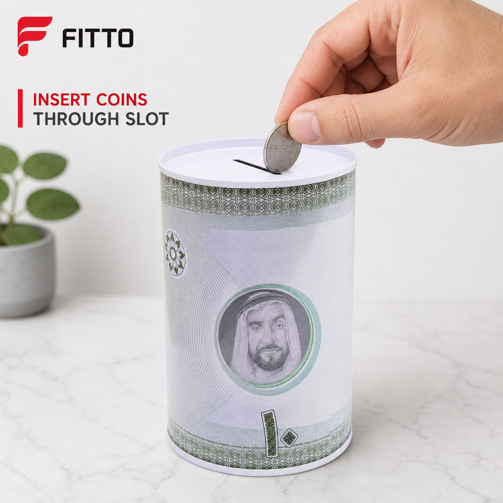 240 Pieces Coin Saving Box, Round Metal Money Bank with Slotted Lid, Currency-Inspired Design, 8 × 12.5 cm