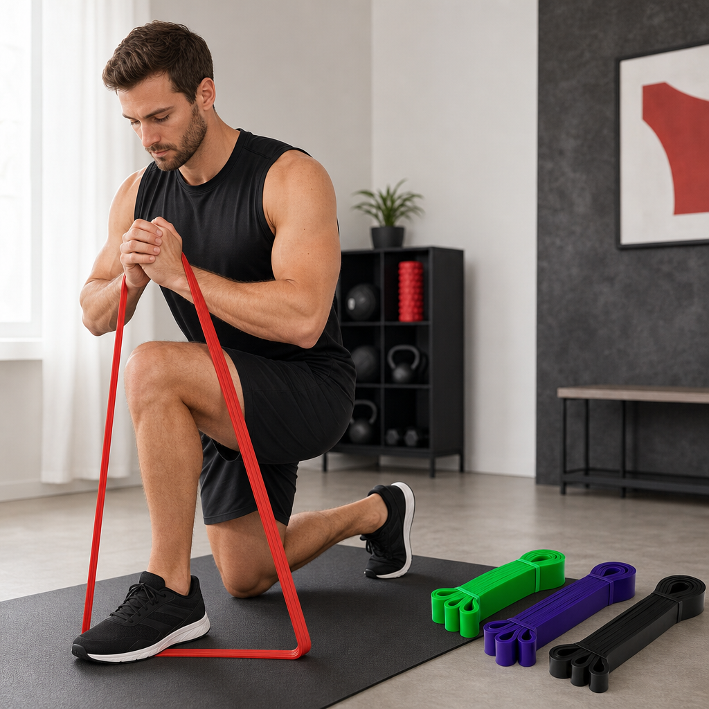 60 Pieces Exercise Loop Resistance Bands Set for Fitness, 4-Piece Set in Green, Purple, Black and Red