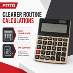 72 Pieces 16-Digit Electronic Calculators with Tax Function and Dual Power, Black and Gold, 1 Piece
