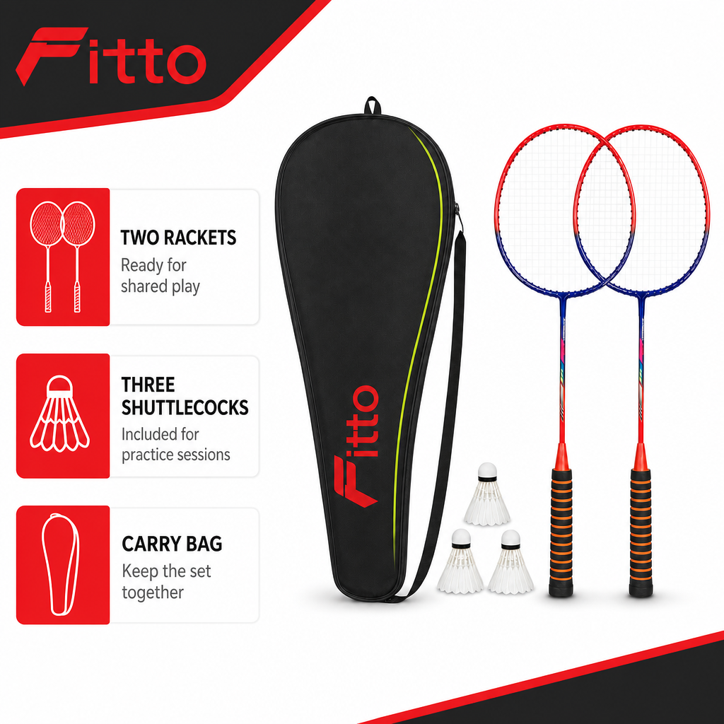 72 Pieces Badminton Racket Set with 2 Rackets, 3 Shuttlecocks and Carry Bag