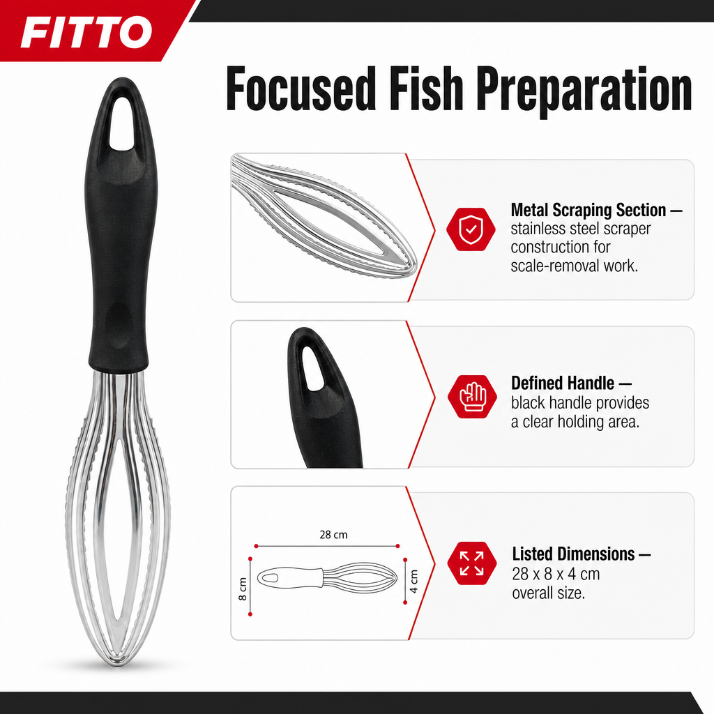 120 Pieces Fish Scale Scraper, Stainless Steel Scraping Tool with Black Handle, 28 cm Kitchen Utensil for Seafood Preparation