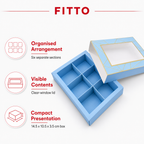 144 Pieces Chocolate Box with 6 Compartments, Blue, 14.5 x 10.5 x 3.5 cm, 1 Piece