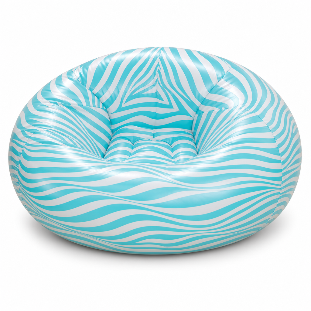 60 Pieces Inflatable Striped Round Lounge Sofa, Spherical Floor Seating Chair for Indoor Relaxation