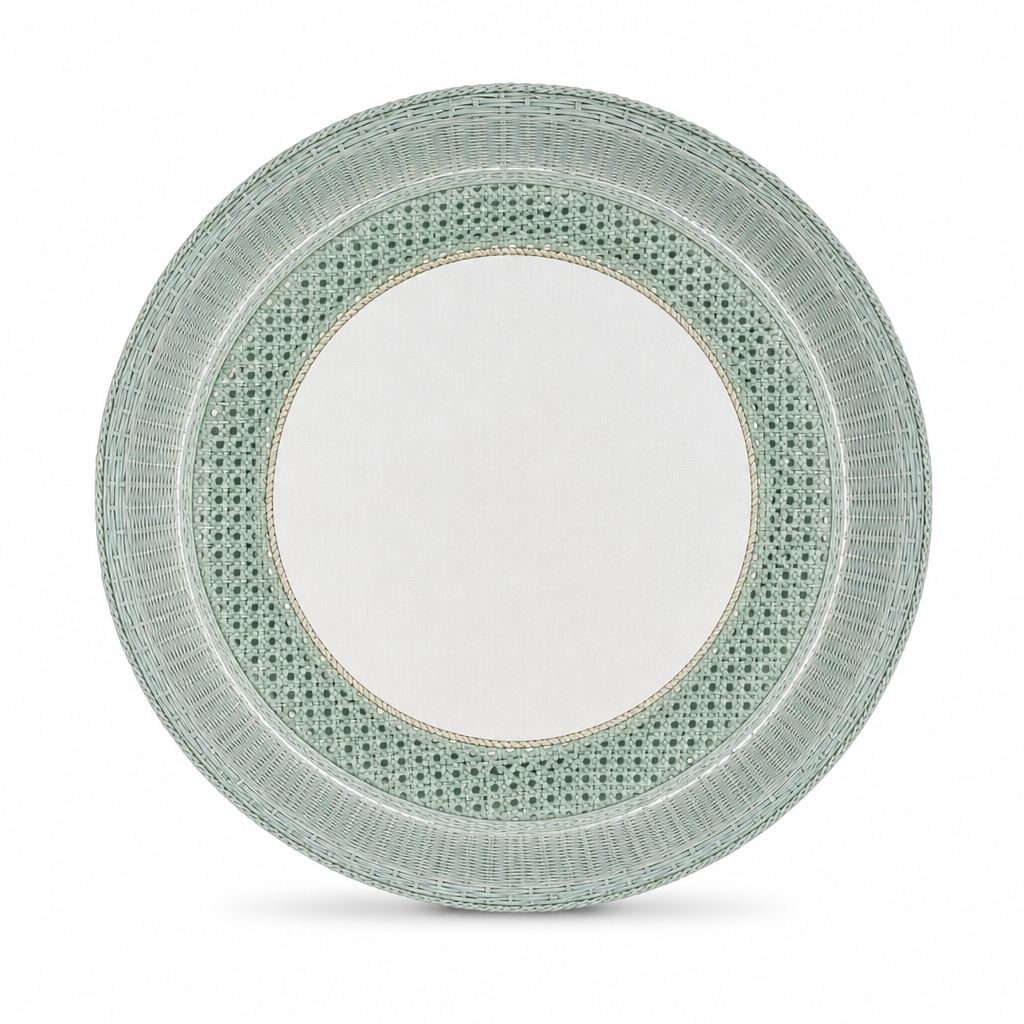 72 Pieces Round Woven Serving Trays, 50 cm, Sage Green Decorative Tabletop Tray