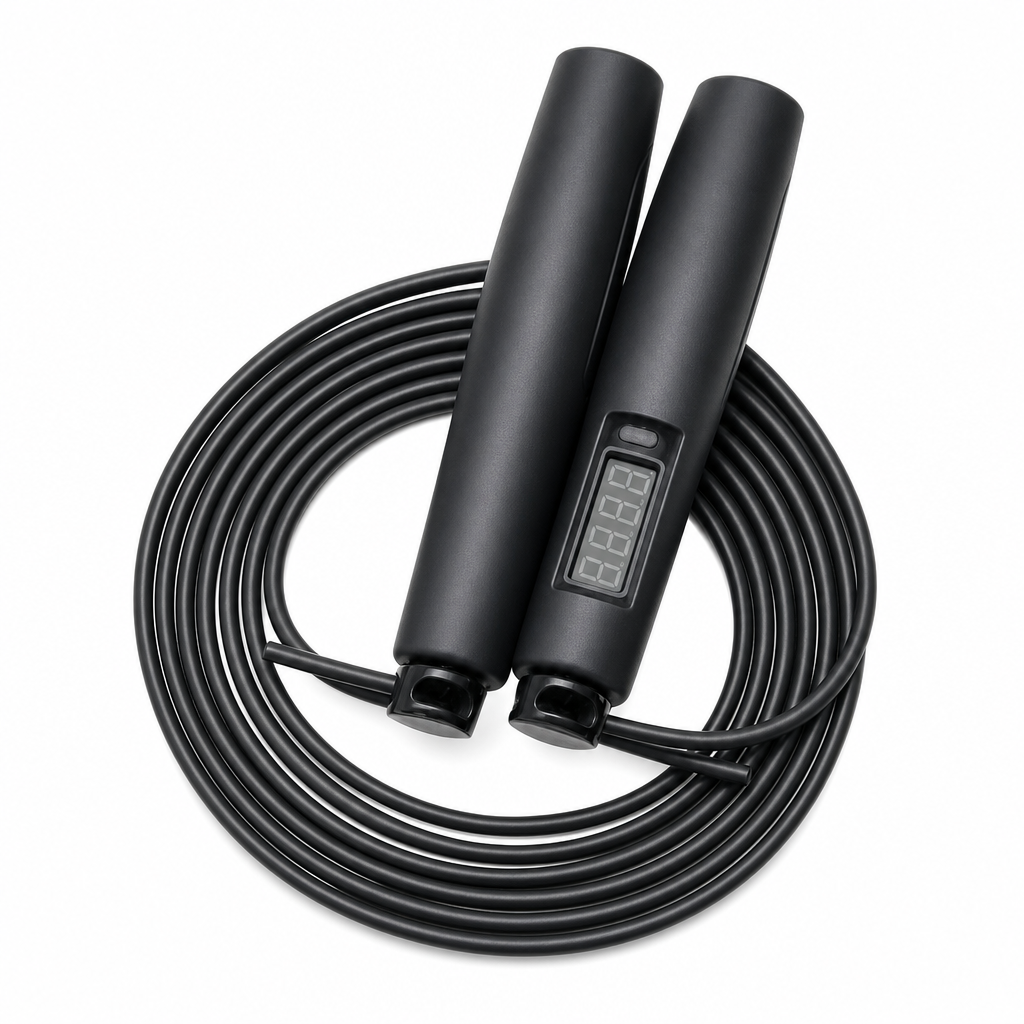 96 Pieces Digital Jump Rope with Integrated Counter for Cardio and Fitness Training, Black