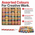 96 Pieces Ribbon Rolls, Assorted Colours, 5 mm x 3 m, 24 Rolls for Crafting, Wrapping and Decorative Projects