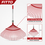 96 Pieces Wide Fan Leaf Rake, 22 Teeth, Red, 50 x 45 x 6 cm, 1 Piece