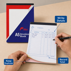 144 Pieces A5 NCR Invoice Books, 14.8 x 21 cm, 50 Duplicate Sets, 1 Piece